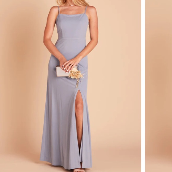 Birdy Grey Benny Bridesmaids Dress in Crepe Dusty Blue, Small - Picture 2 of 6